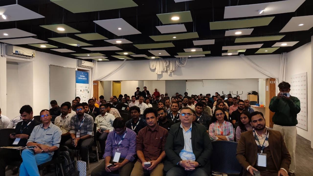 A wide view of the audience at the conference