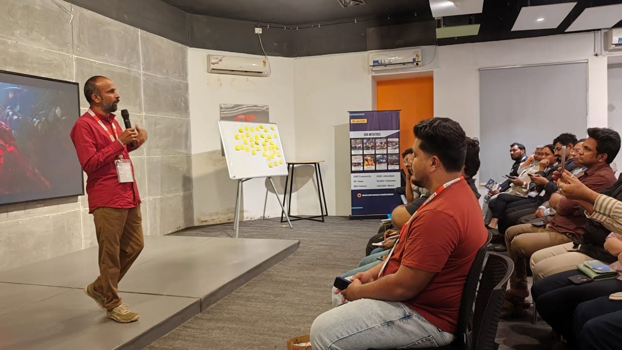 A speaker presenting to an engaged audience